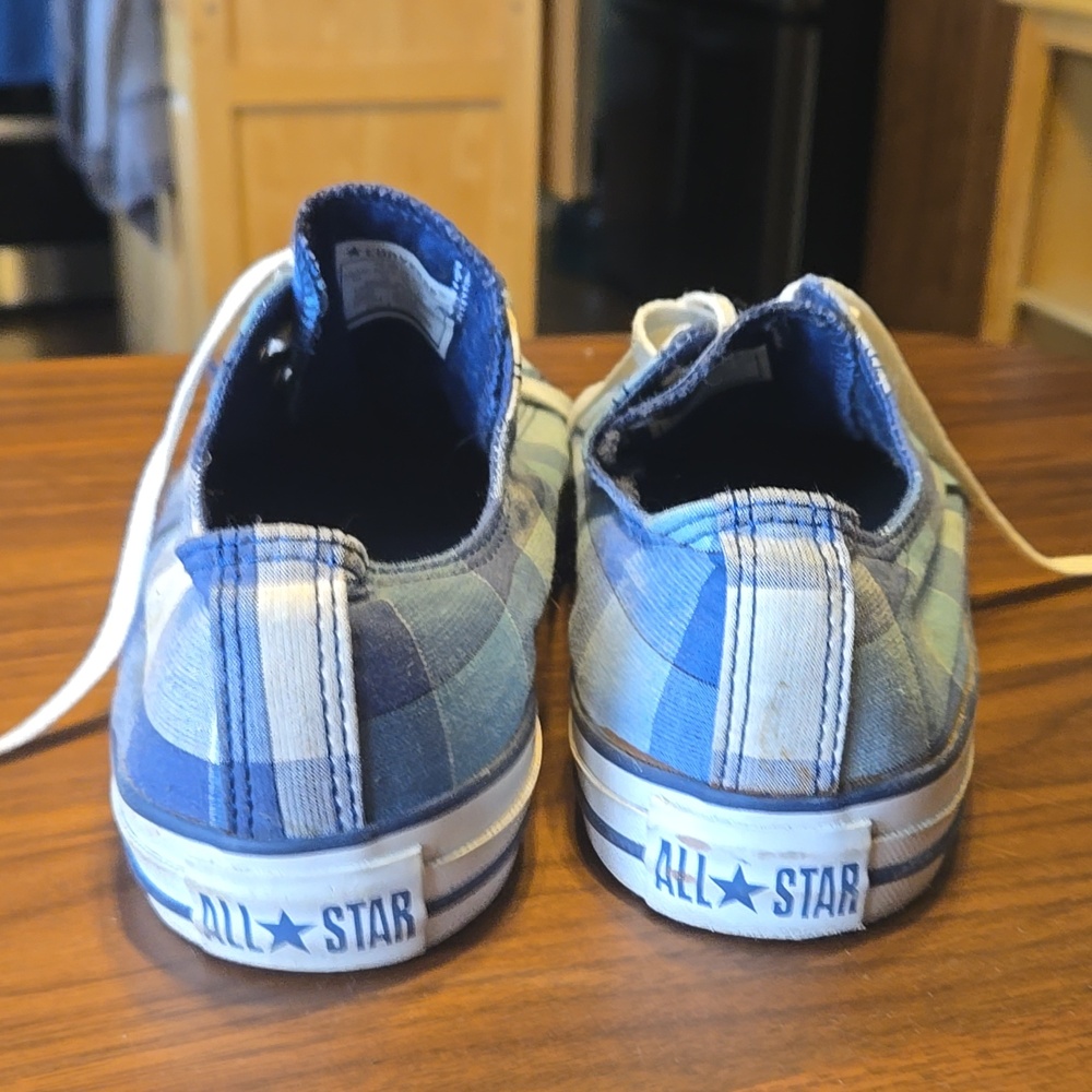 Converse Blue Plaid Athletic Shoes Mens Size 10 Womens Size 12 - Picture 5 of 7